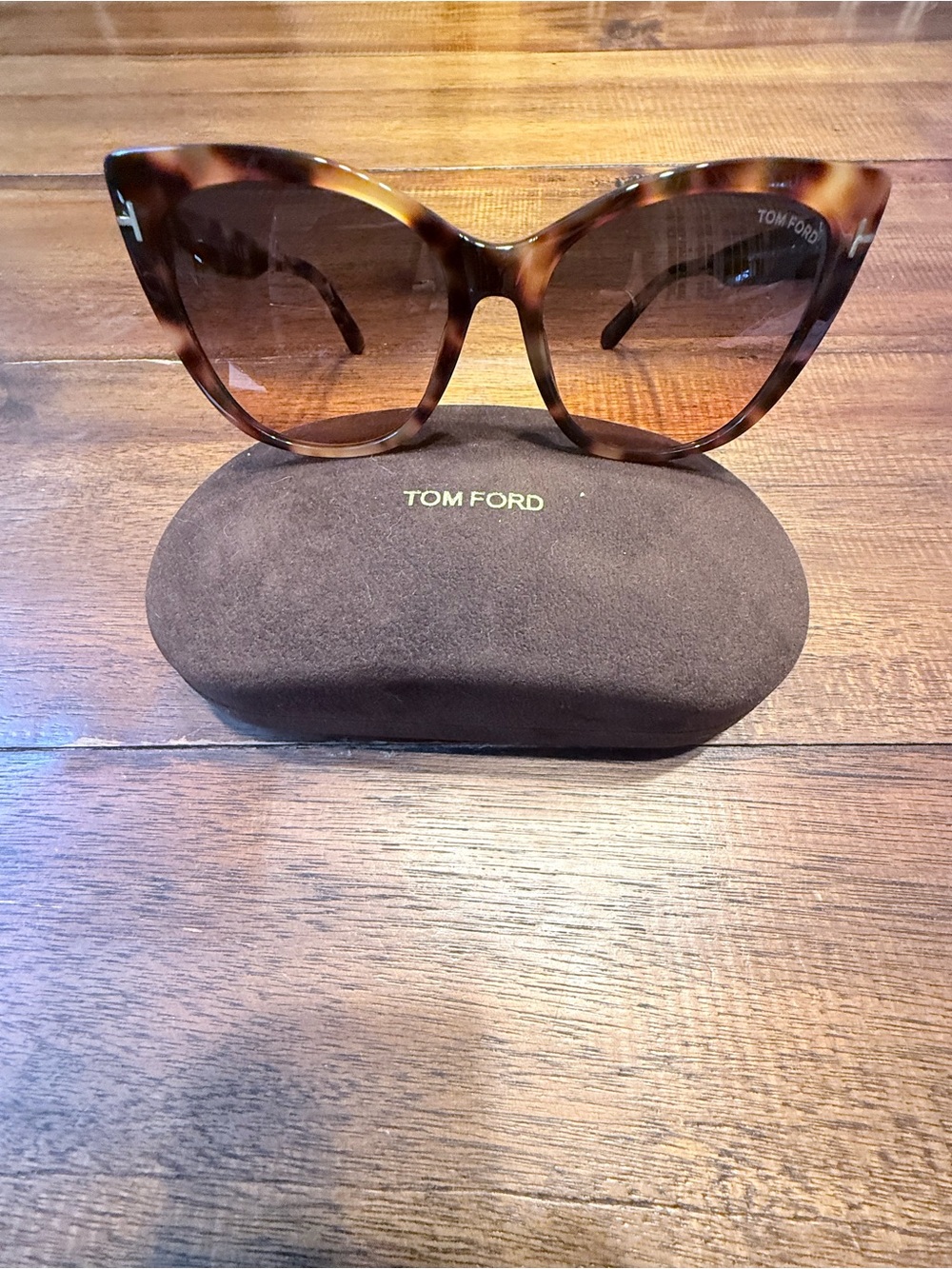 Tom Ford Women's Tortoise Shell Cat-Eye Sunglasses with Gradient Brown Lenses
